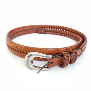 Vintage Braided Serpentine Leather Belt Size 32 Boho 90's Rustic Classic